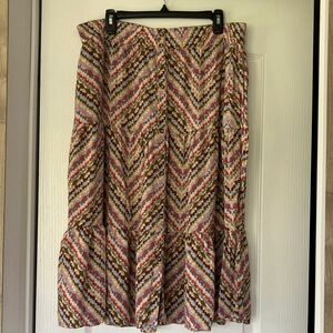 Sonoma Multi-Color Chevron Tiered Midi Skirt